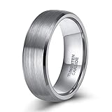 TRUMIUM 6mm Tungsten Carbide Ring Silver Wedding Band for Women Men Brushed Matte Comfort Fit Size 8