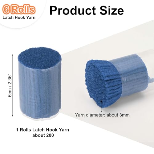Image of PATIKIL 6 Rolls Latch Hook Yarn, Latch Hook Kit Yarn Precut Hook Rugs Making Crochet Bundles for Latch Hook Rug Adults Beginners Tapestry DIY Craft, Blue