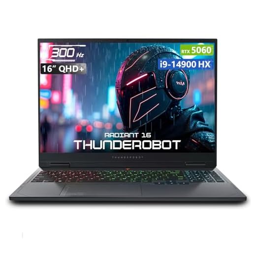 Thunderobot Radiant 16 i9 5060 2.5K Gaming Laptop, 16" QHD+ up to 300Hz 2.5K Display, Core i9-14900HX, GeForce RTX 5060, 16GB DDR5 RAM, 1TB SSD, RGB Backlit Keyboard, Wi-Fi 6, Win 11 Home, Black