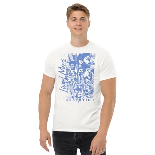 Messi, LionelCamiseta de algodón 100%, Estampado DTG. Corte Unisex, Tallas de Adulto, es Importante Ver la Tabla de Tallas. CAM1092. (FR/ES, Letras, XXL, Regular, Regular, Blanca)