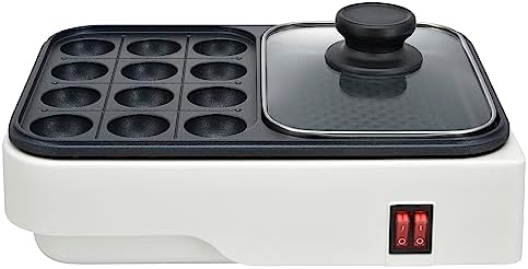 オーム(OHM) オーム電機 2WAYたこ焼きプレート（ガラスふた付/1000W/コード長1.4m/ホワイト） COK-YH100F-W