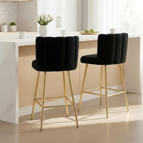 DM Furniture Velvet 26" Counter Height Barstools Set of 2