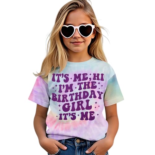 Image of Its Me Hi Im The Birthday Girl Shirts Kid Girl Birthday T-Shirt Outfit B-Day Party Tie Dye Short Sleeve Tee Top 6-12Y