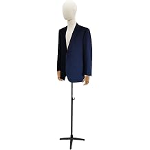 53-76inch Male Mannequin Torso with Wooden Arms, Height Adjustable Dress Form Male Posture Clothing Form, Pinnable Torso Display for Clothing Retail Sewing ShopLinen+Black,17.72IN