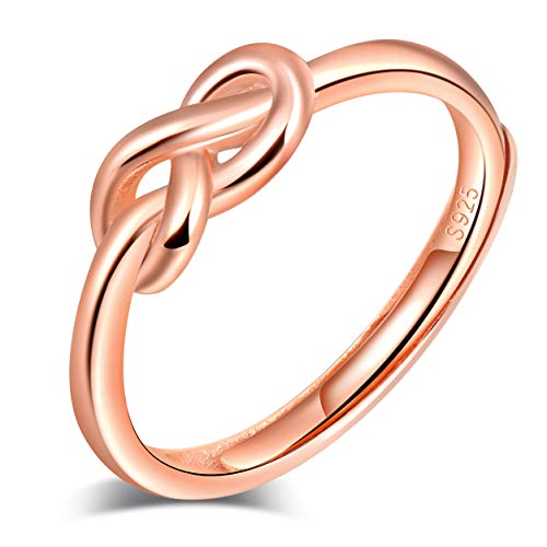 Anelli aperto da donna in argento 925, anello con simbolo dell'infinito, oro rosa, anello di fidanzamento di nozze, misura regolabile, regalo di Natale e compleanno