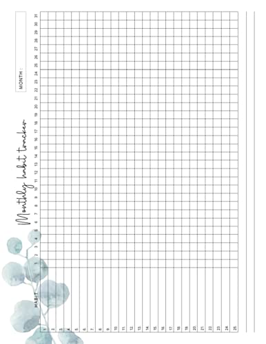 Monthly Habit Tracker: Undated 109 Month with Spaces for 25 Daily Habits Beautiful Watercolor Green Leaves