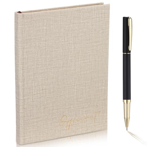 Engrowtic Beige Wedding Officiant Book with Black Ink Pen 5.25 x 8.25 Inch Hardcover Journal Notebook with 192 Pages Officiant Gift Pastor Gift for Wedding Ceremony Sermon Minister (Classic)