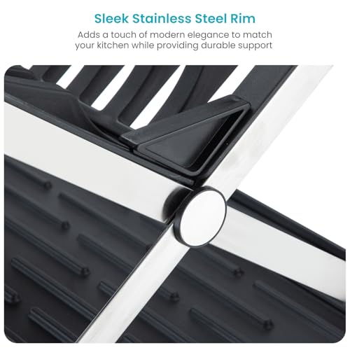 Image of Home Zone Living Dish Drying Rack for Kitchen Counter | X-Shape Foldable Design with Drip Tray and Holder for Utensils and Wine Glasses