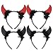 HEALLILY 4 Piezas Diadema de Cuerno Del Diablo con Purpurina Diadema de Halloween Orejas de Diablo de Peluche Bandas para El Pelo Aros de Pelo Tocado Mullido para Mujeres Niñas Cosplay