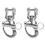 VOBOR Schwenk Schnappschäkel, 2 Stück Schäkel Edelstahl, Heavy Duty Snap Schäkel Quick Release Marine Swivel Schäkel D-Links für Die Takelage von Segelbooten(87mm)