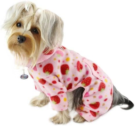 Klippo Pet Yummy Strawberries Fleece Turtleneck Dog Pajamas/Bodysuit Size: Lage