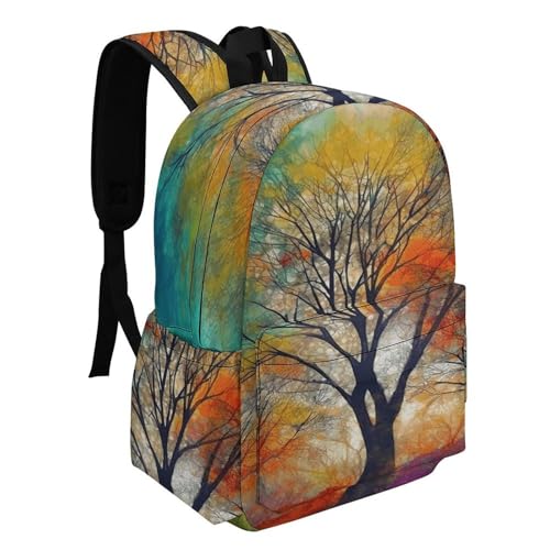 Colorful Life Trees Printed Backpack Water-Resistant Pack Stylish Bag Lightweight Travel Backpack2