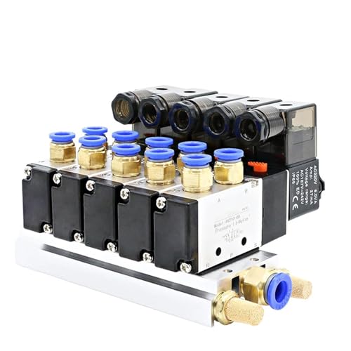 Bloc d'électrovanne pneumatique 4V210-08 à 6 voies avec raccords 12mm DC12V