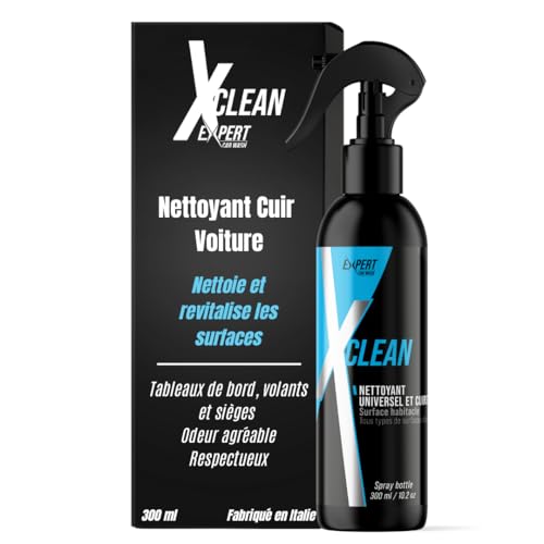 Nettoyant Cuir Voiture Intérieur 300 ml – Nettoyant Siège Cuir Voiture, Volant, Tableau de Bord – Entretien Cuir Voiture Concentré et Économique –...