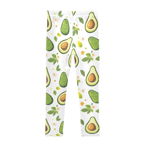 Cartoon Avocado Flower Girls Leggings Soft Stretch Workout Yoga Dance Pants for Kids Casual Tights2