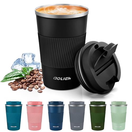 Image of Thermal Mug With Leak-Proof Lid, Insulated Stainless Steel Travel Coffee Mug To Go for Hot and Cold Water, Tea (380 ml, Black)