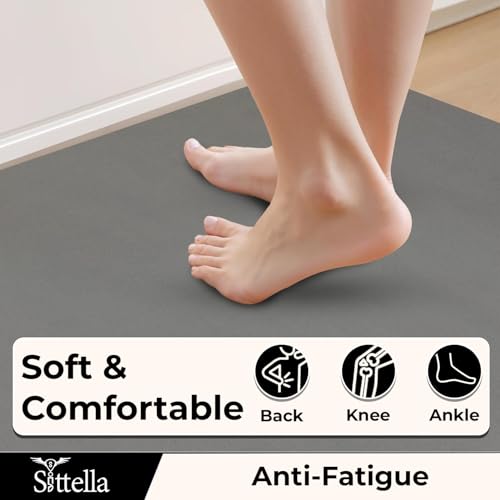 Image of SITTELLA Rubber Kitchen Mats Set, Anti-Skid Kitchen Mats 3.5mm, Water Absorbent Rug, Carpets, Floor Mat for Home and Kitchen (120x50cm) in Grey, Rectangular