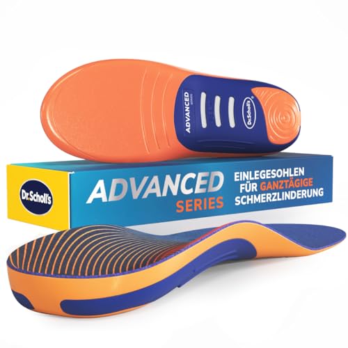 Dr. Scholl’s Advanced Schmerzfrei-Einlagen Herren Damen, robuste orthopädische Einlagen für Arbeits­schuhe & Stiefel, Plantarfasziitis & Fußgewölbestütze, stoßdämpfend, belastbar bis 150 kg, 46-46.5