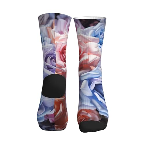Rose Flower Floral Print Mid-Tube Sports Socks Skin-Friendly, Comfortable, And Breathable For Sports And Daily Wear.2