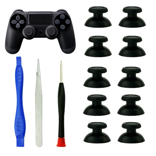 CDHKOZ 10PCS Thumbsticks Analog Joystick Thumb Sticks for PlayStation 4 PS4 Slim Pro Controller,with Screwdriver Tweezer Tools (Black)