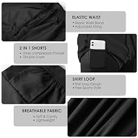 NIMOJIRO Men's 2 in 1 Running Shorts Workout Athletic Shorts Outdoor Sports with Liner Lightweight Training Yoga Gym Shorts with Phone Pockets Black XXL — image 7