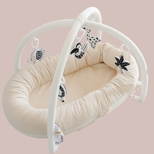 Image of Deluxe Infant Lounger, Baby Nest Cover for Baby Girls & Boys, Newborn Essentials for Baby 0-12 Months, 100% Cotton(CreamyWhite)