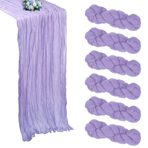6 Pack Lavender Purple Cheesecloth Table Runner 10Ft 23 x 120 Inch
