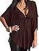 Ranessa Women Plus Size Tops Sexy V Neck Batwing Short Sleeve Casual Loose Blouses