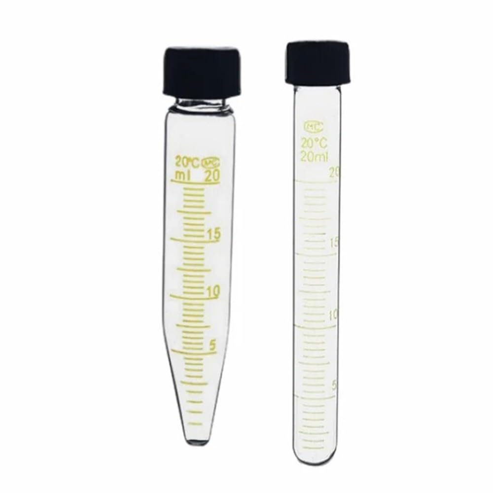 Instrumentos y Equipos de Laboratorio 5 tubos de centrífuga de vidrio de 20 ml con tapón de rosca y escala, diámetro del tubo: 18 mm/20 mm.(Tip Bottom)