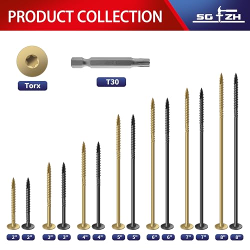 Image of #14 x 4 Inch Outdoor Structural Wood Deck Screws (23Pcs /1lb), Carbon Steel, Tan, Flat Head, Rust Resistant Epoxy Coated, T30 Star Bit