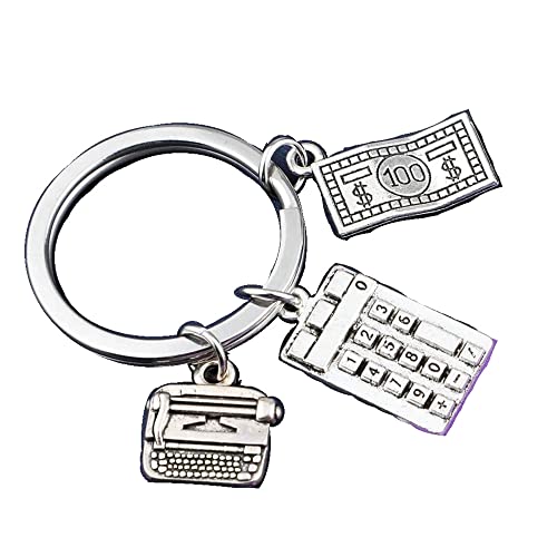 1 calculadora de plata antigua, dólar, regalo de graduación de contador, llavero colgante de mochila, 23x13mm, Metal