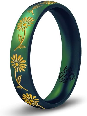 Knot Theory April Flower Gold Ink Green Enchanted Silicone Size 8 4mm