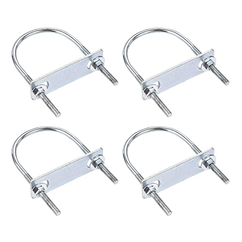 uxcell Round U-Bolts 4 Sets 2.36"(60mm) Inner Width 110mm Length Steel M6 with Nut, Plate, Washer