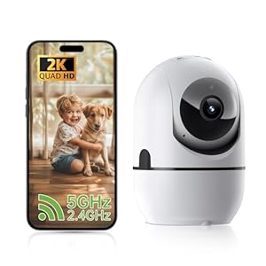2K Indoor Security Camera 5G&2.4G WiFi Dog Pet Camera with Phone App,360°Home Security Camera Indoor,Baby Monitor Motion Sensor Night Vision 2-Way Audio,Nanny Cam (A)