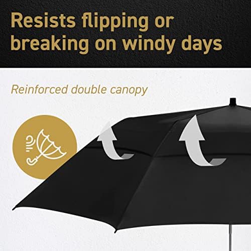 EEZ-Y Folding Golf Umbrella 58-inch Extra Large Windproof Double Canopy - Auto Open Sturdy Compact and Portable