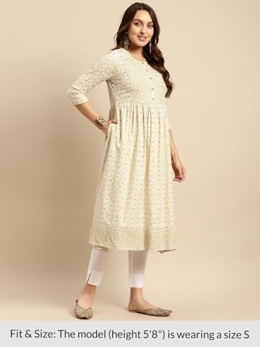 Image of rangita Rayon Calf Length Printed Flared Kurti for Women | Kurta for Women