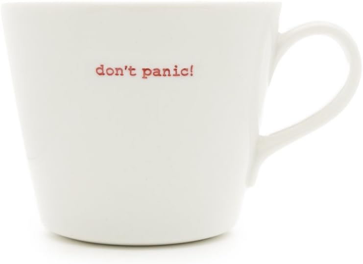 Keith Brymer Jones - Word Range - Standard Ceramic White Mug - Don't Panic! - 350ml - Gift Boxed
