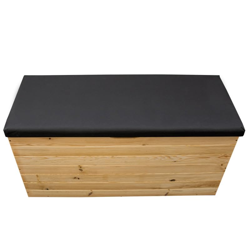 4iQ PINEBOX Kleine Holzkiste 39×100×47 cm – 200L, gepolsterte Aufbewahrungsbox aus Holz