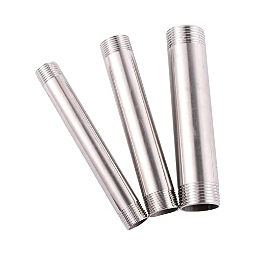 Raccord d'eau double filetage mâle 1/2" en acier inoxydable long de 15 cm