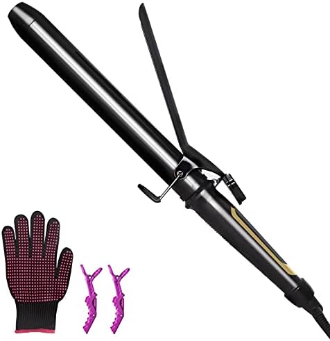 Professional 1 1/4 Inch Curling Iron,1.25 inch Long Barrel Styler Curling Wand for Long Hair,Hair Curler Instant Heat with Dual Voltage for Traveling, Hair Waving Style Tool for Girls & Women (Black)