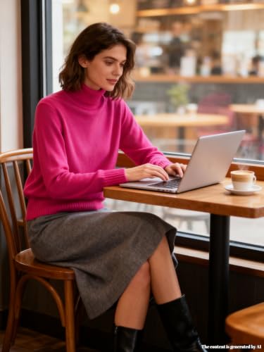 Image of SANGTREE Women's Turtleneck Sweaters Long Sleeve Pullover Tops | Breathable Lightweight Fabric| Fall Winter Fashion Outfits| Perfect for Daily,Office,Vacations,Holiday,Family Gatherings Etc.
