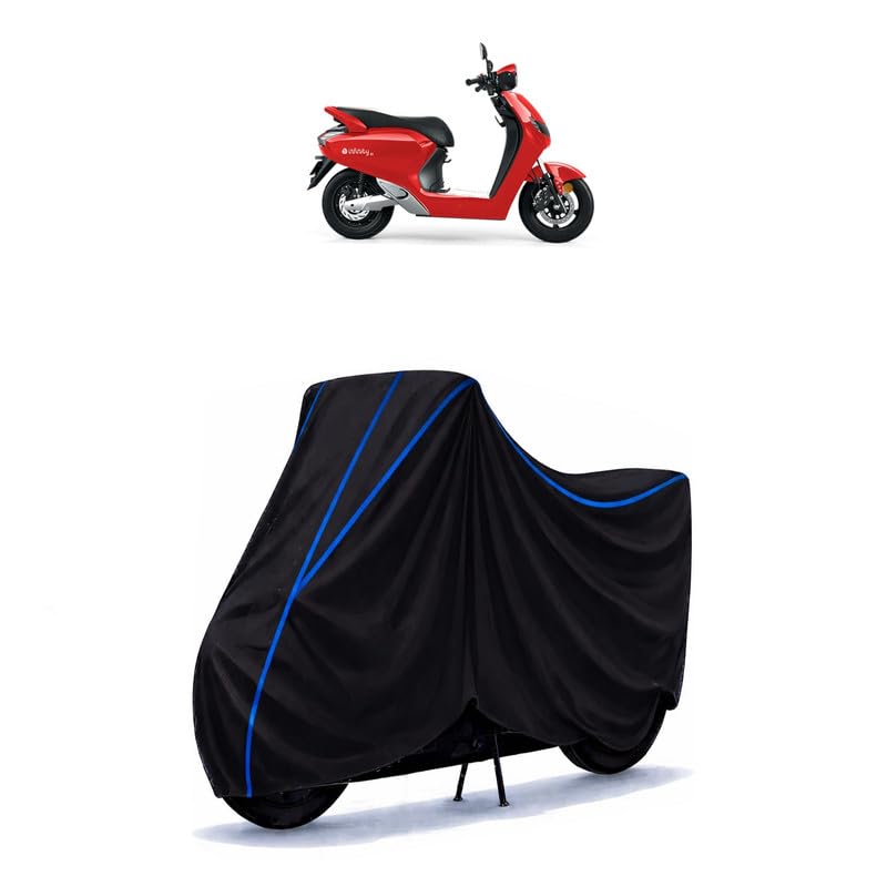 Image of Scooty Cover Water Resistant for Flow BS6 | Universal Scooter & Bike Cover | Heavy Duty UV Dust, Rain & Scratch Protection | Elastic Fit All Weather Indoor Outdoor | Black with Blue Piping