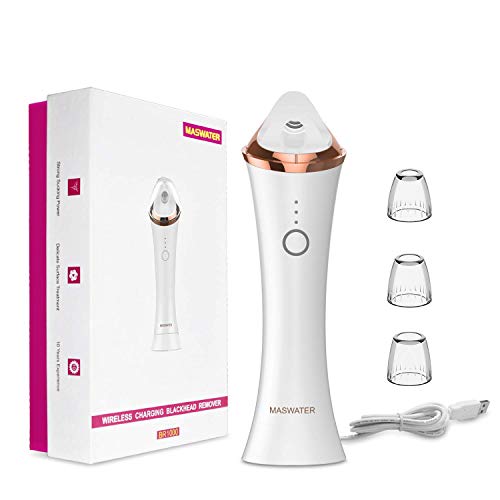 Blackhead Remover Pore Vacuum - MASWATER Upgrade Strong Suction Facial Pore Cleanser Rechargeable Electric Acne Comedone Extractor Blackhead Suction with 3 Suction Heads for Facial Skin