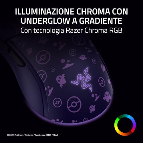 Cobra Gengar Edition - Mouse da gioco leggero con cavo - Sensore da 8500 DPI - 58 g - Interruttori ottici di terza generazione - Illuminazione Chroma - Cavo Speedflex - PC/MAC | Pokémon Gengar - Mouse gaming - Immagine 4