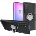 Samsung Galaxy Note 10 Case | Transparent Crystal Clear Cover | Carbon Fiber Trim & Rubber Bumper | 360° Rotating Magnetic Finger Ring | Kickstand | Compatible with Samsung Galaxy Note 10 - Black