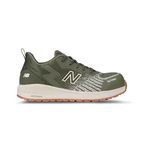 New Balance Composite Toe Safety Shoe for Men Speedware - Slip Resistant, Puncture Resistant, Electrical Hazard, Olive/White, 11.5 Medium