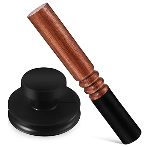 Vaguelly Klangschalen Saugheber und Schlägel, Gummi Saugnapf Handlicher Vakuumheber mit Knaufgriff Holz Klöppel für Tibetische Singing Bowl Meditation Yoga Zubehör Set