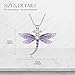LWXIE Diamond Dragonfly Necklace for Women 925 Sterling Silver Purple Dragonfly Pendant Necklaces with Lab Grown Diamonds Jewelry Gifts