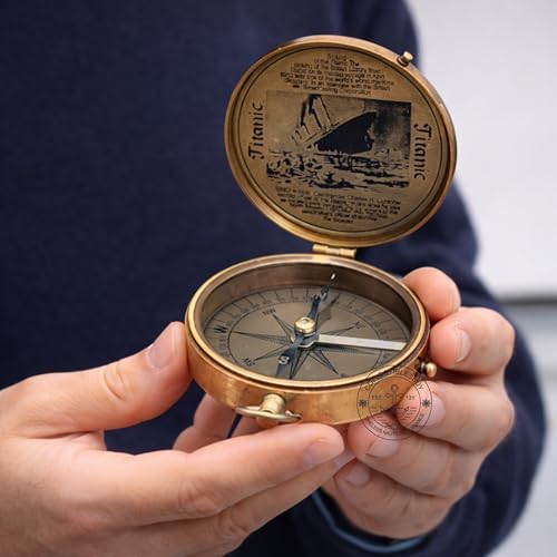Brújula Náutica Vintage de Bronce con Estuche de Cuero miniatura 4