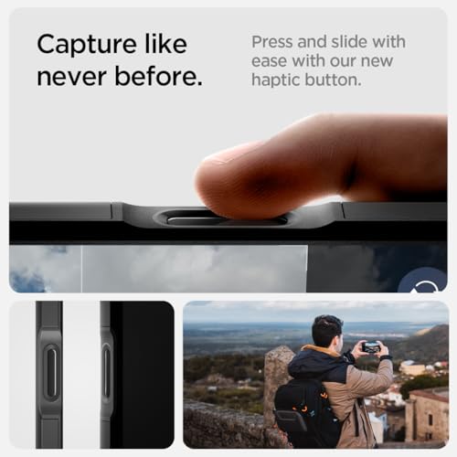 Image of Spigen Tough Armor T(AI) MagFit Back Cover Case for iPhone 16 Pro, MagSafe Compatible, Camera Control Button - Polycarbonate + TPU | Black